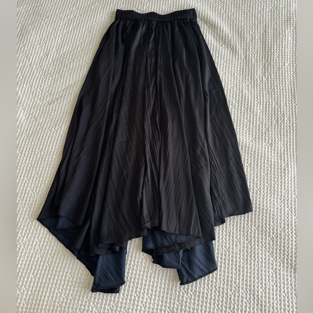 Anthropologie Black Pleated Midi Skirt